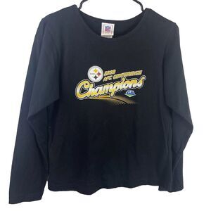 NFL For Her Champions Steelers AFC Conference 2008 Long Sleeve Black Size Medium